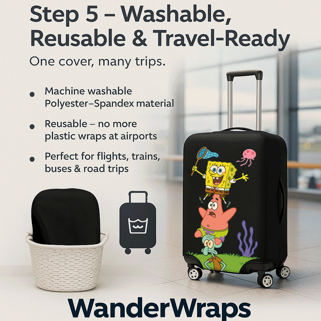 WanderWraps Spendex Polyester Protective Luggage Cover | Hard Luggage Trolley Bag Cover | Washable | Dust Proof | Stretchable | Stacked