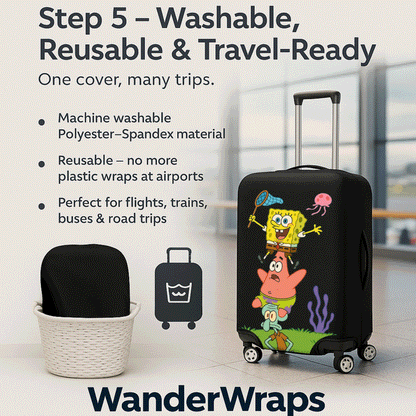 WanderWraps Spendex Polyester Protective Luggage Cover | Hard Luggage Trolley Bag Cover | Washable | Dust Proof | Stretchable | Stacked